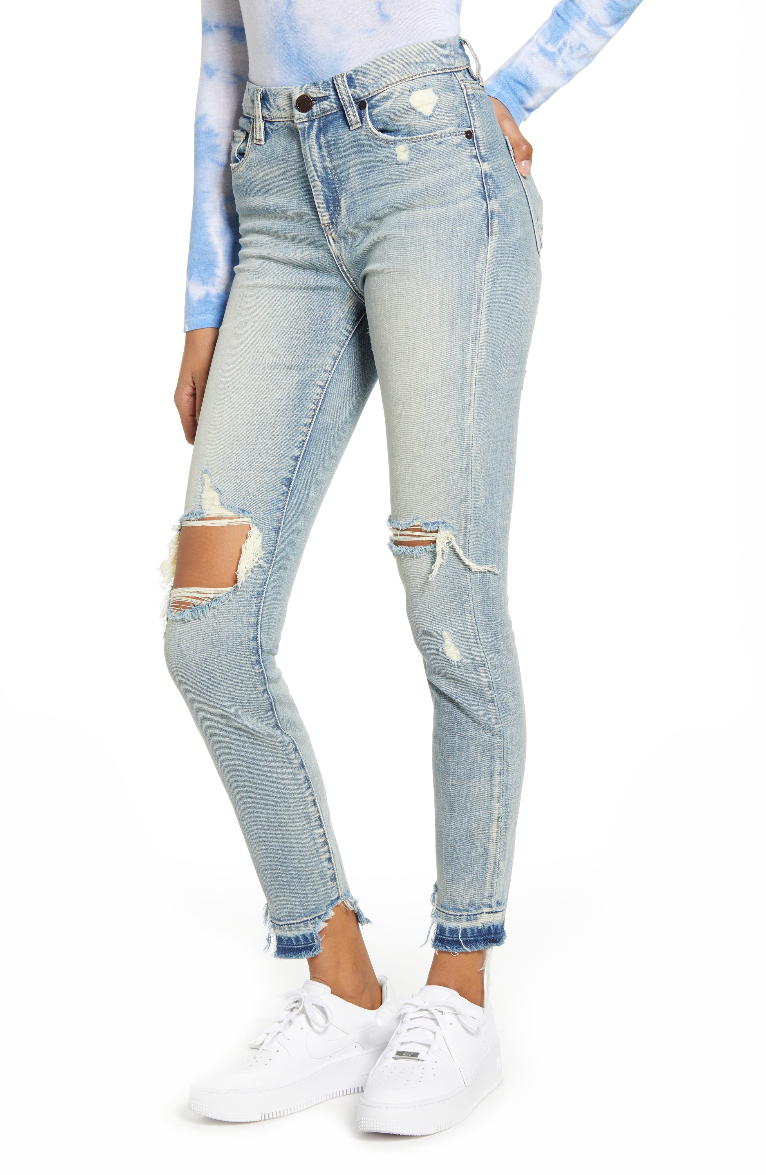 white ripped skinny jeans womens