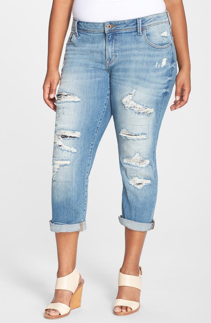 Lucky Brand 'Reese' Ripped Boyfriend Jeans (San Marcos) (Plus Size ...