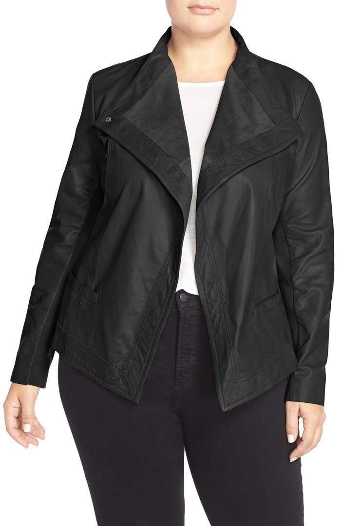 Sejour Asymmetrical Leather Jacket (Plus Size) | Nordstrom