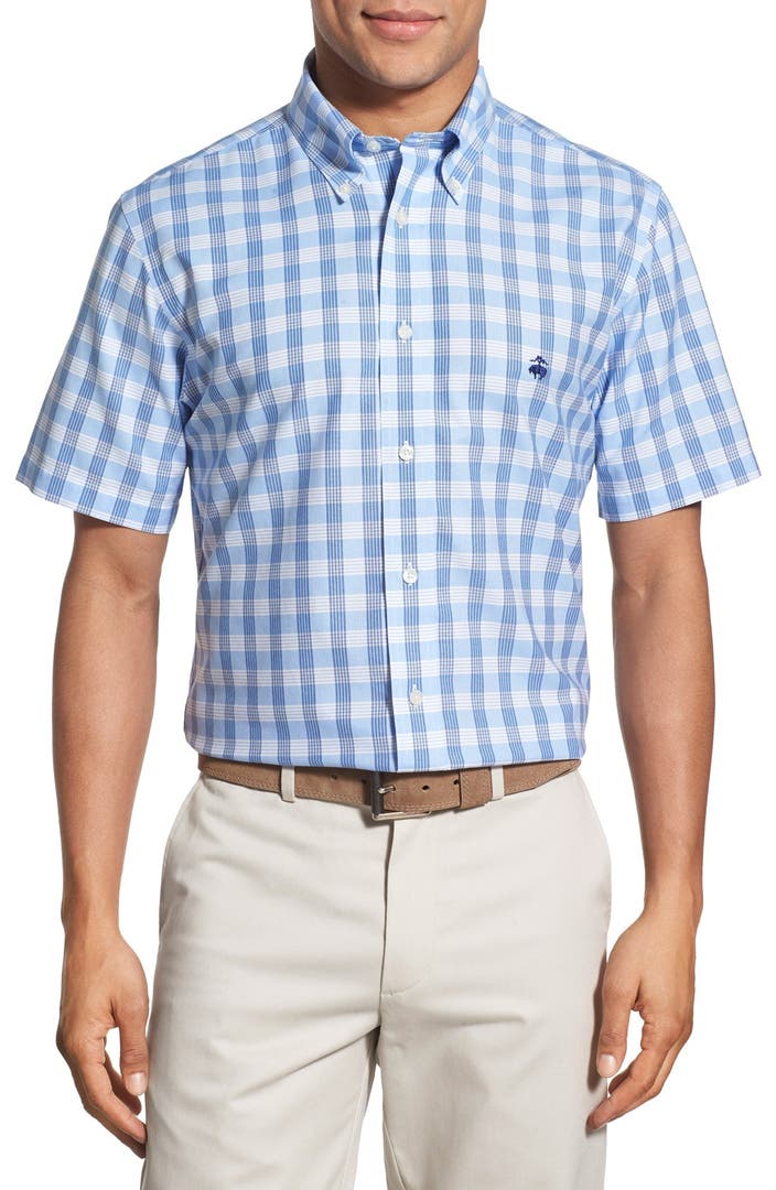 Brooks Brothers Regent Fit Short Sleeve Check Sport Shirt | Nordstrom