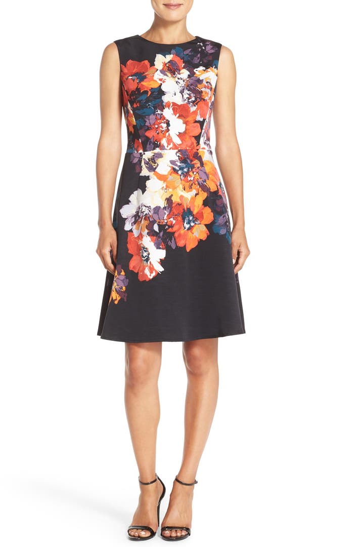 Maggy London Floral Print Faille Fit & Flare Dress (Petite) | Nordstrom