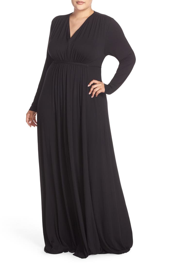 Melissa McCarthy Seven7 V-Neck Jersey Maxi Dress (Plus Size) | Nordstrom