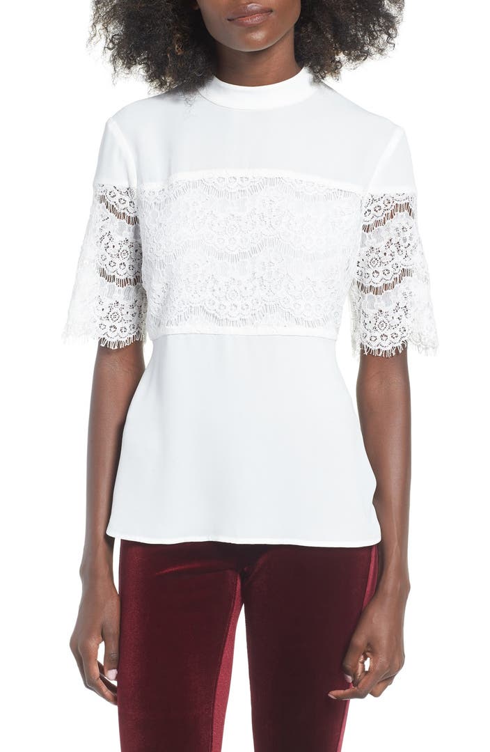 WAYF Pike Lace Inset Top | Nordstrom