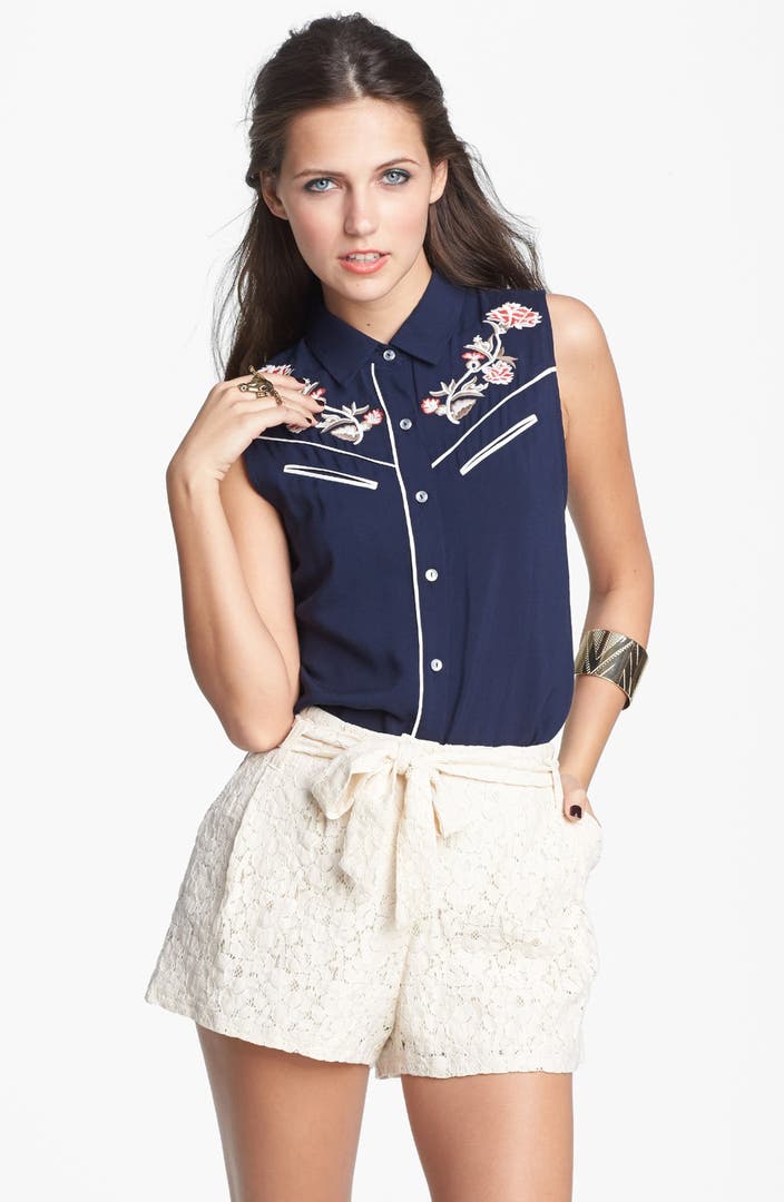 Mimi Chica Lace Paperbag Shorts (Juniors) | Nordstrom
