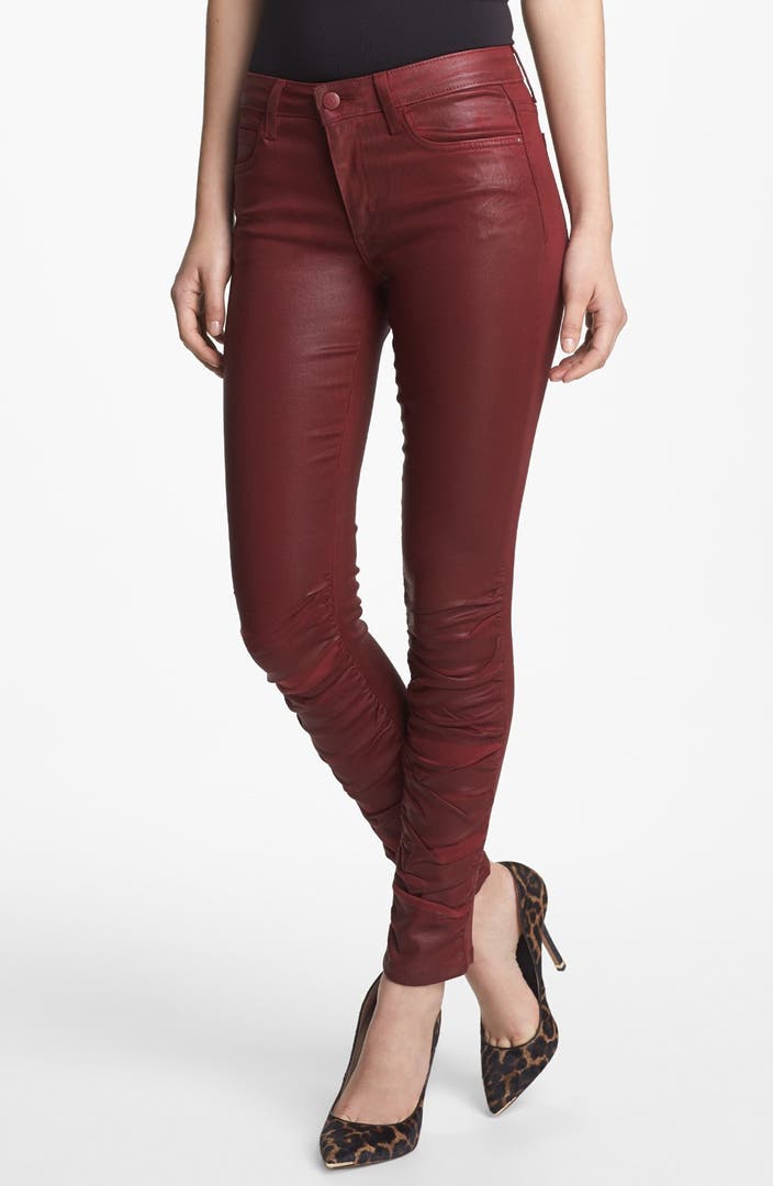Joe's Ruched Coated Skinny Jeans (Wine) | Nordstrom