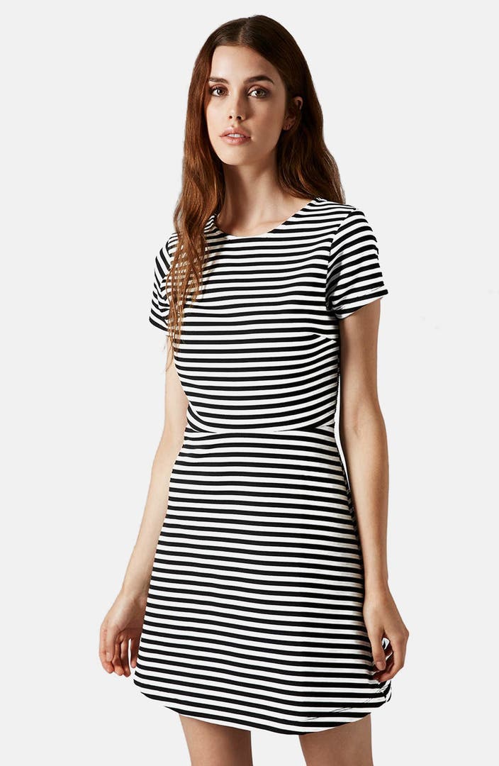 Topshop Sailor Stripe Bonded Skater Dress | Nordstrom