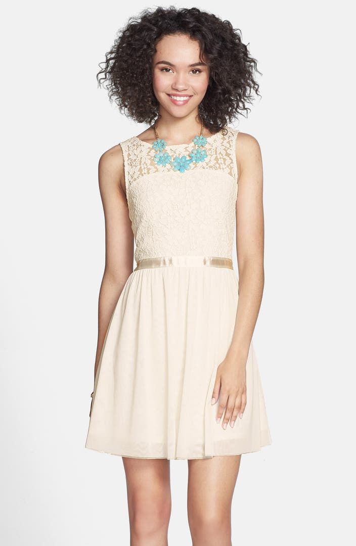 Frenchi® Lace Bodice Dress (Juniors) | Nordstrom