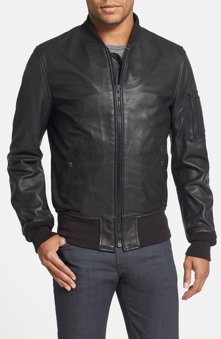Schott NYC 'MA-1' Slim Fit Leather Jacket | Nordstrom