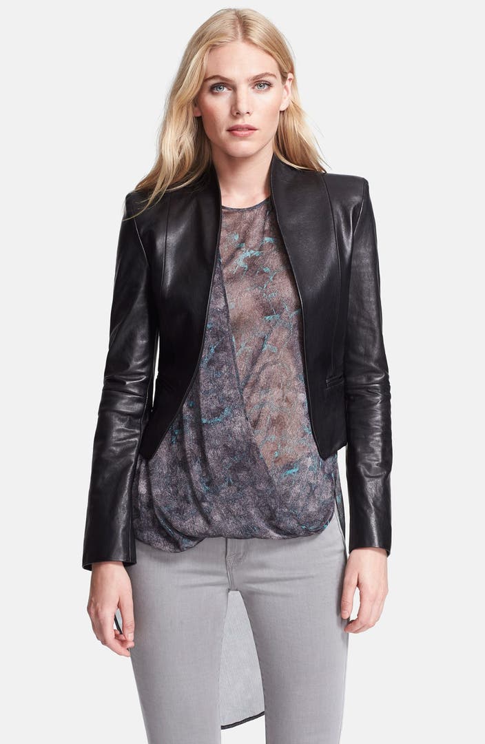 Halston Heritage Crop Leather Jacket | Nordstrom