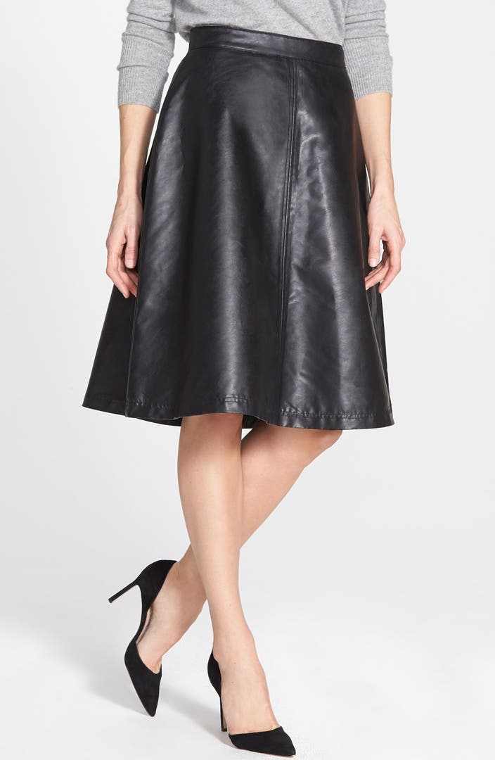 Halogen® Faux Leather A-Line Skirt (Regular & Petite) | Nordstrom