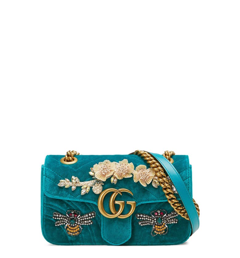 Main Image - Gucci Mini GG Marmont Matelassé Velvet Shoulder Bag