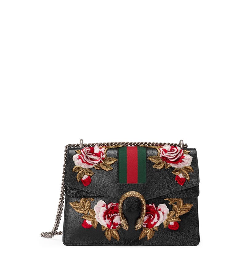 Gucci Medium Dionysus Embroidered Roses Leather Shoulder Bag | Nordstrom