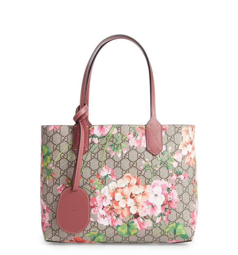 Gucci Small GG Blooms Reversible Canvas & Leather Tote