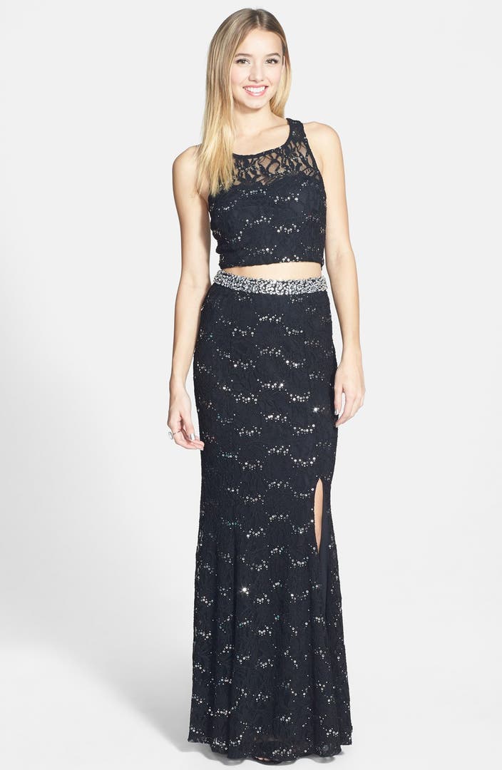 Speechless Glitter Lace Embellished Two Piece Dress (Juniors) | Nordstrom