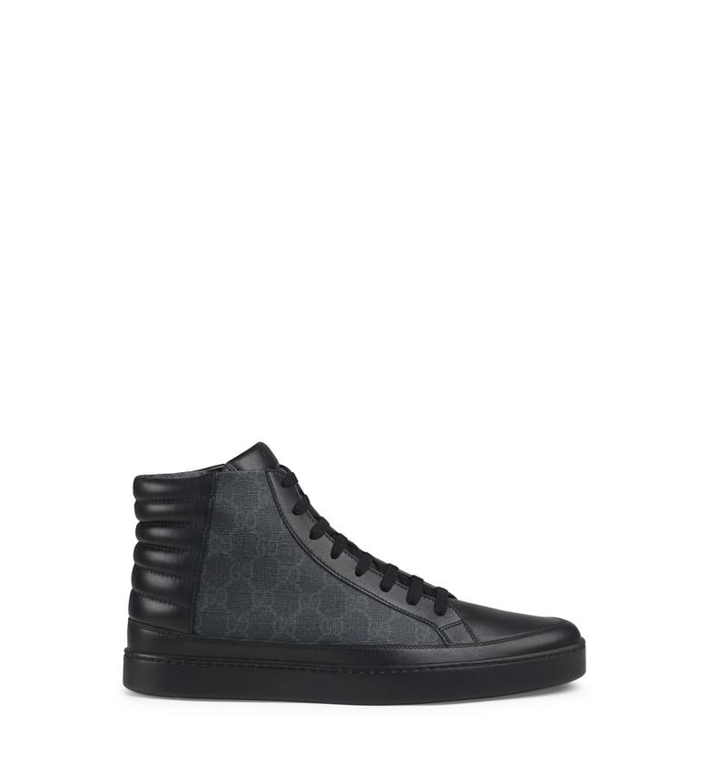 GUCCI MEN'S COMMON CANVAS & LEATHER HIGH-TOP SNEAKERS, BLACK | ModeSens