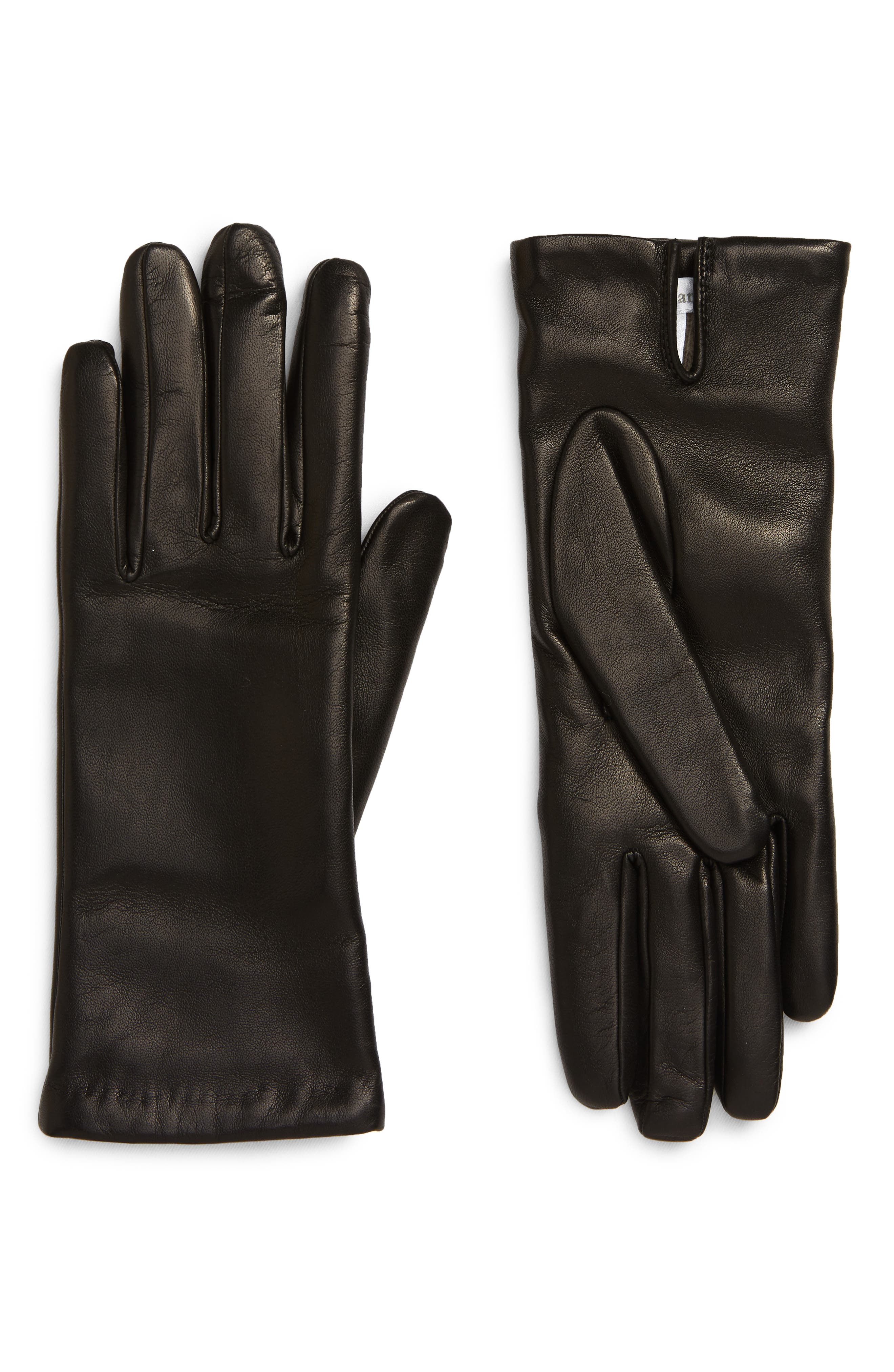 branded leather gloves