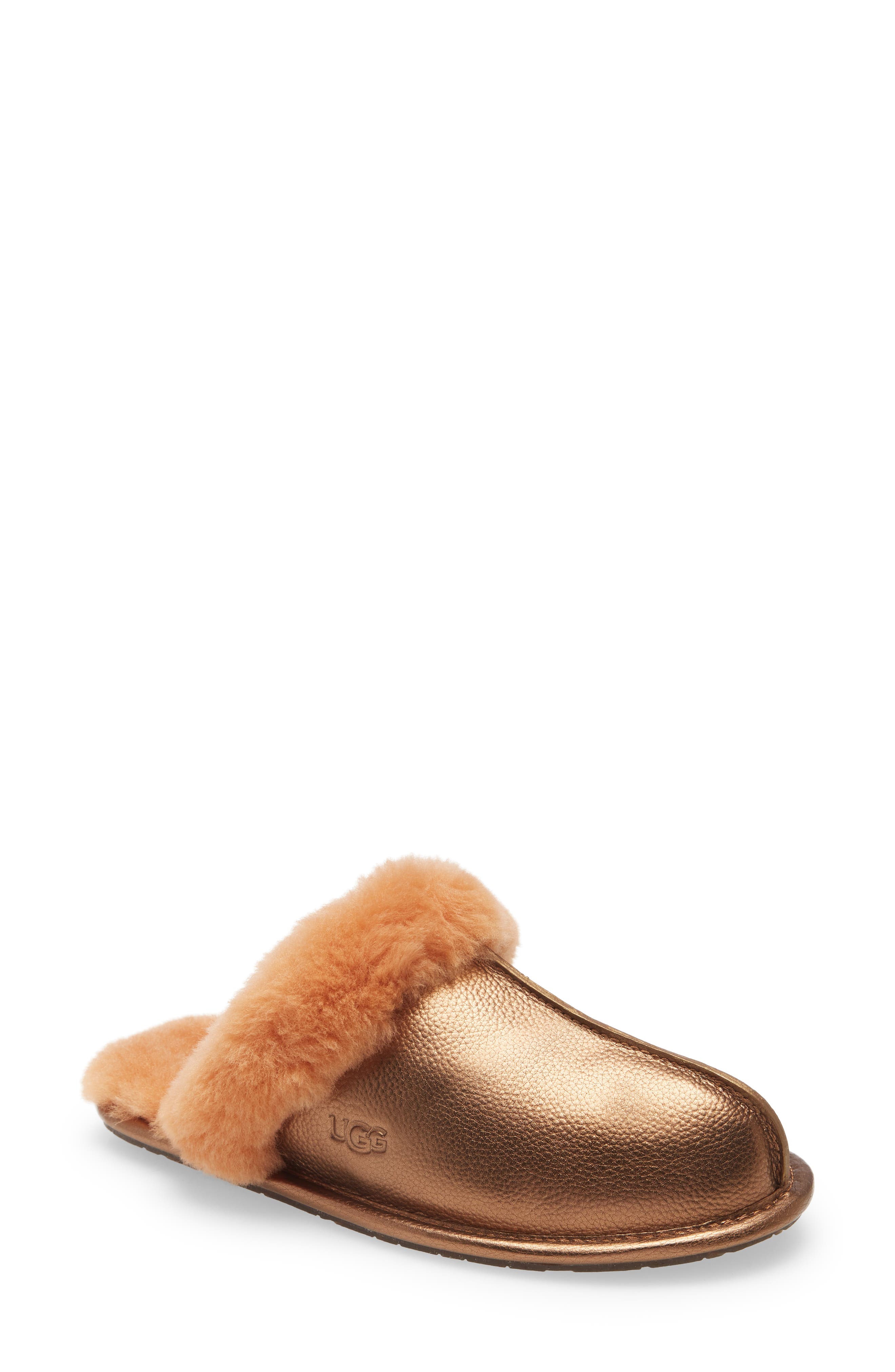 tan fuzzy slippers