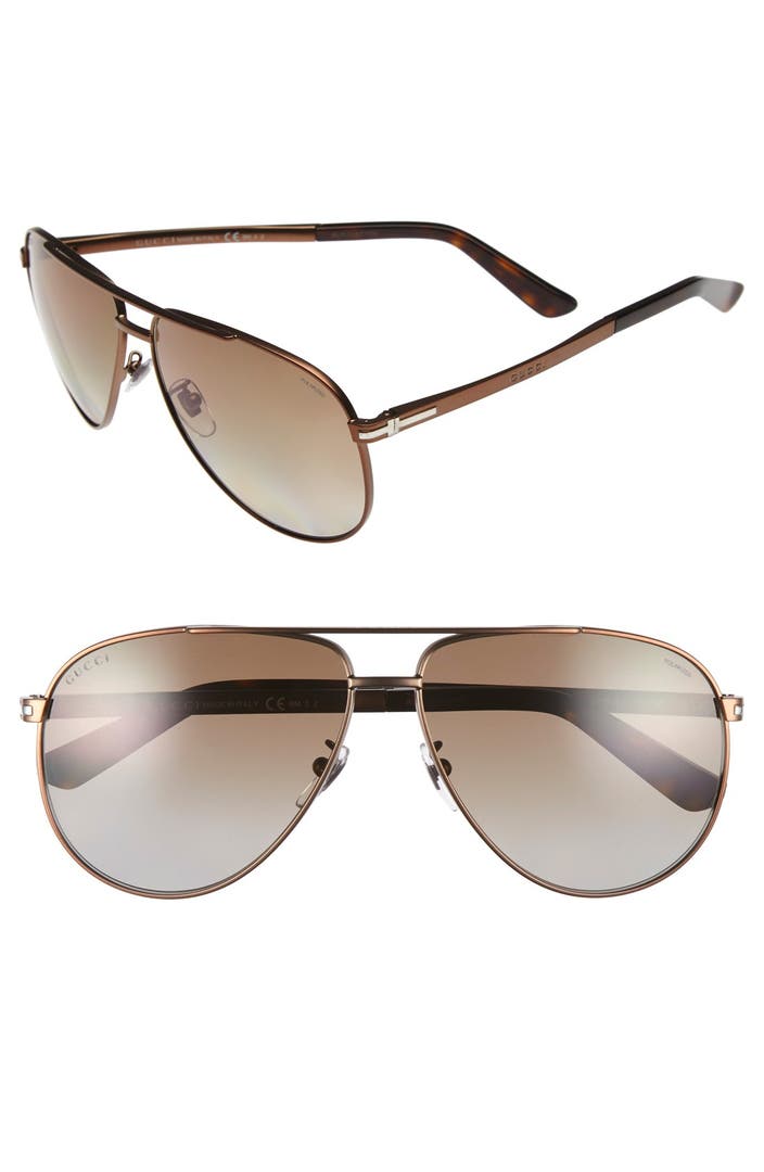 Gucci 61mm Polarized Aviator Sunglasses | Nordstrom