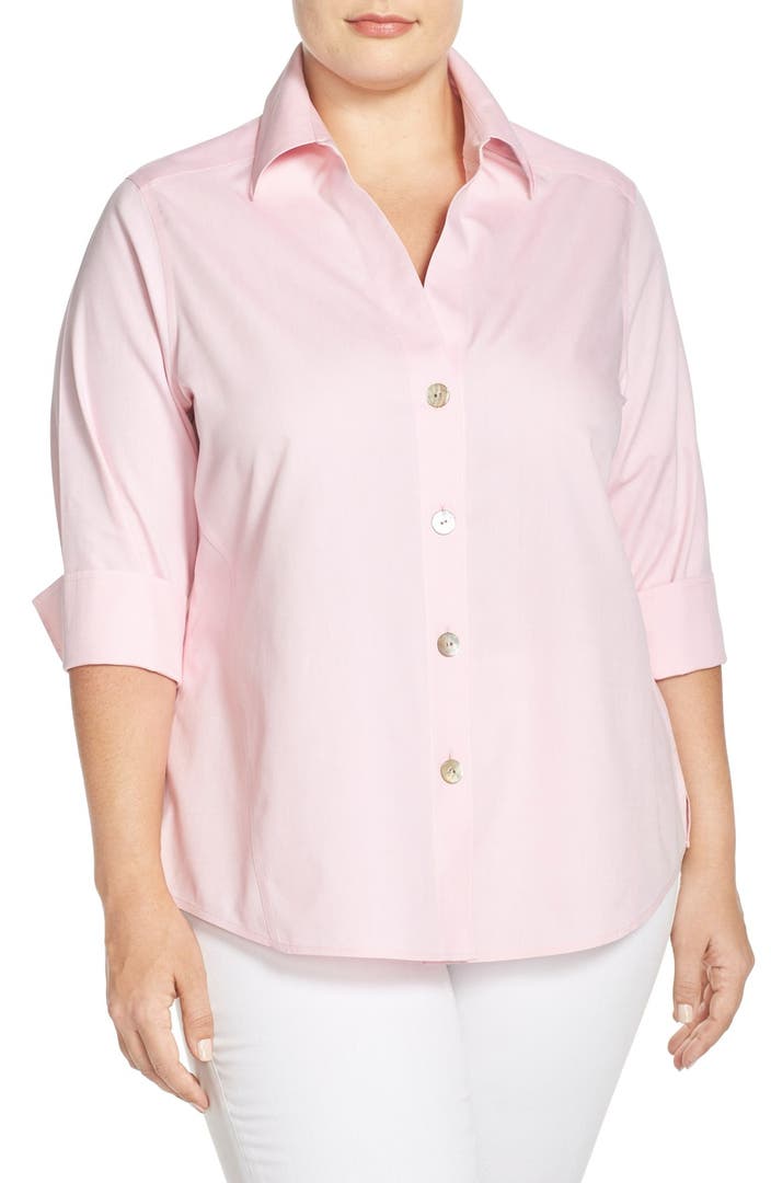 Foxcroft 'Paige' Non-Iron Cotton Shirt (Plus Size) | Nordstrom