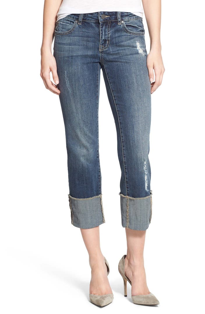 Caslon® Distressed Cuffed Crop Jeans | Nordstrom