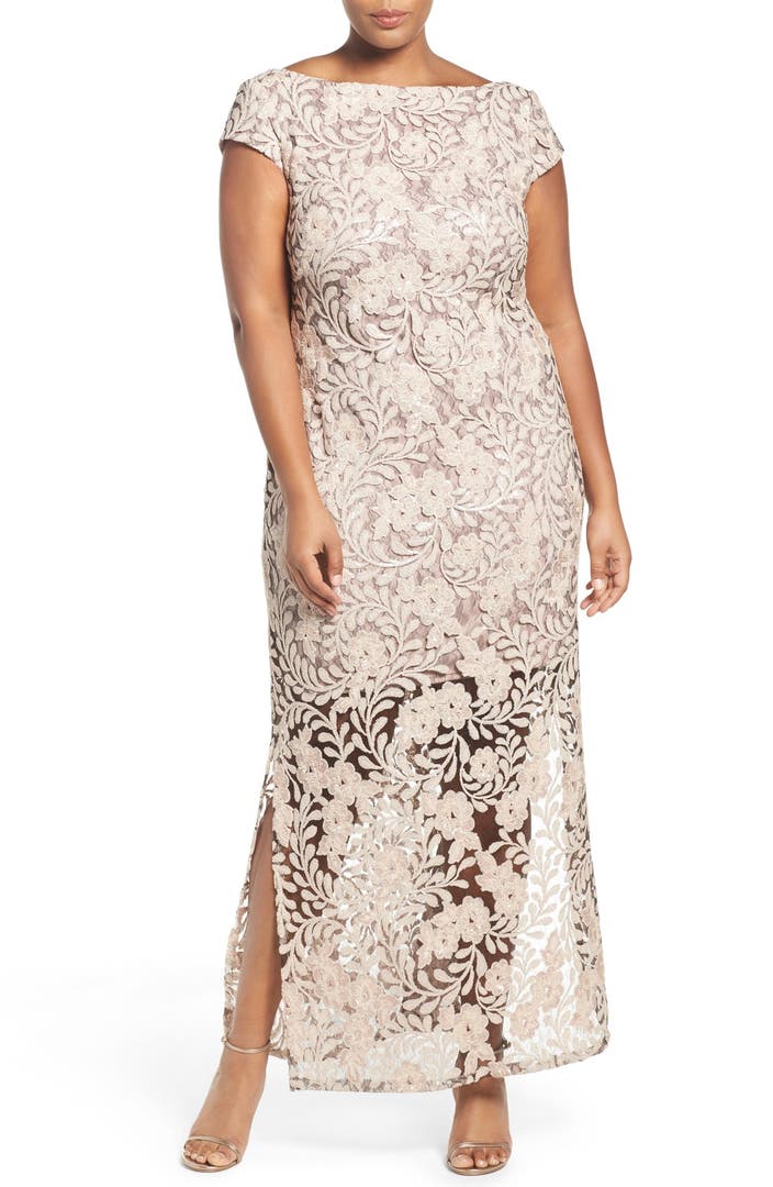 Brianna Sequin Lace Column Gown (Plus Size) | Nordstrom