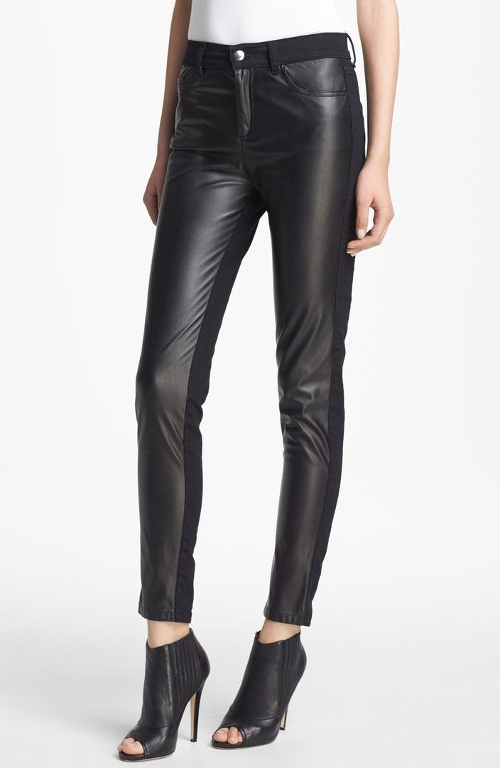 McQ by Alexander McQueen Faux Leather & Stretch Denim Pants | Nordstrom