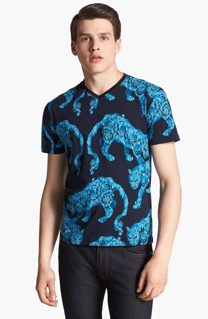 Versace Tiger Print V-Neck T-Shirt | Nordstrom