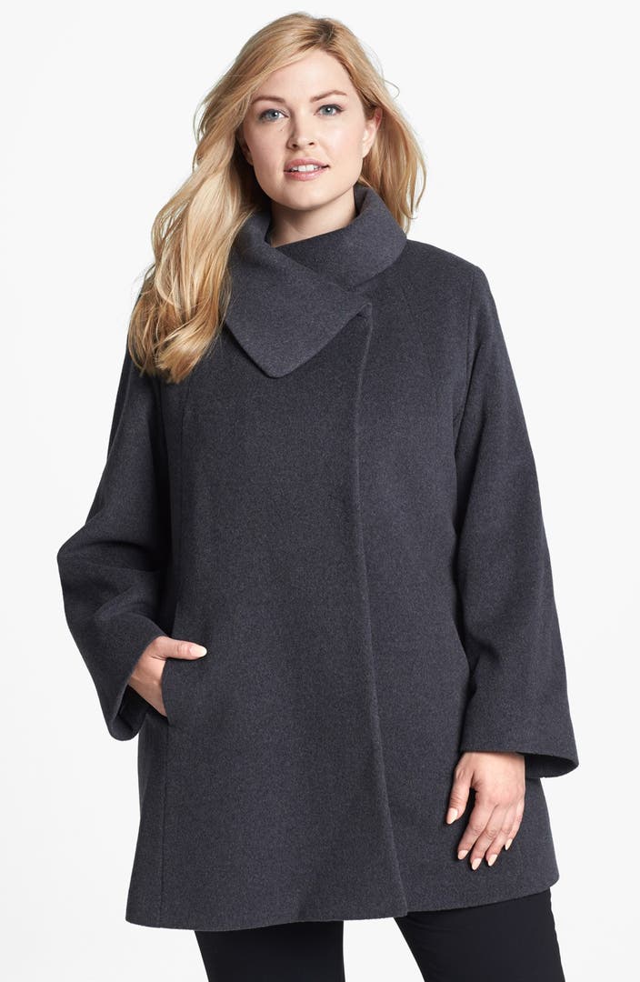 Cinzia Rocca Due Portrait Collar Wool & Angora Blend Walking Coat (Plus ...