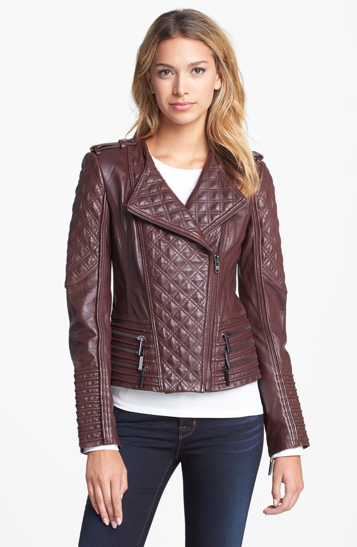 Ashley B Zip Trim Quilted Leather Moto Jacket | Nordstrom