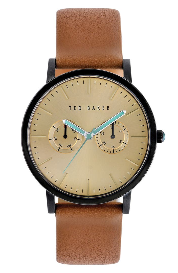 Ted Baker London Multifunction Leather Strap Watch, 40mm | Nordstrom