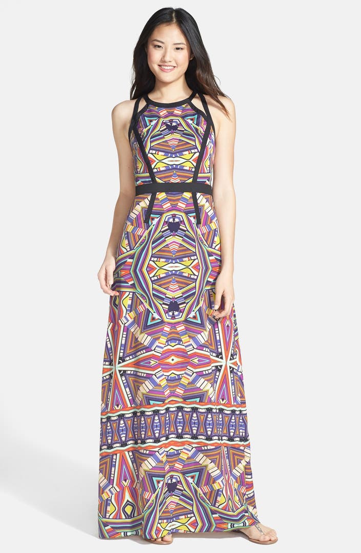Ivy & Blu Cutout Detail Print Maxi Dress | Nordstrom