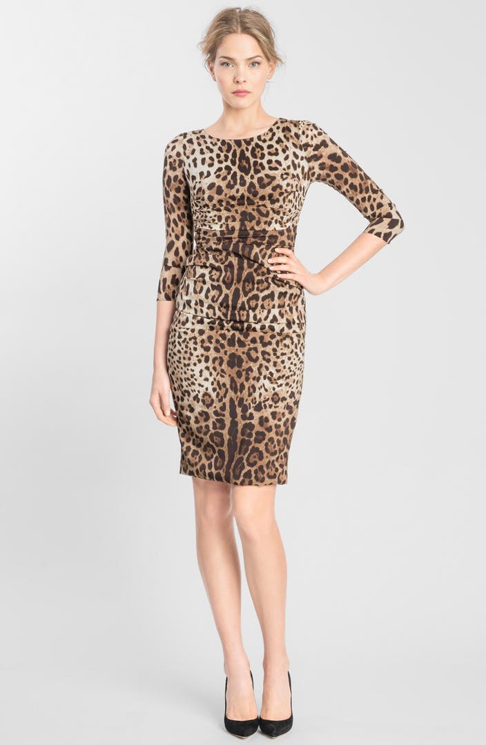 Dolce&Gabbana Leopard Print Stretch Silk Dress | Nordstrom