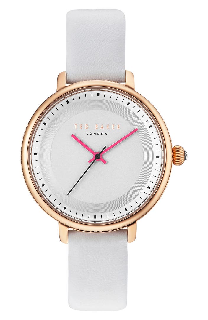 Ted Baker London Isla Round Leather Strap Watch, 36mm | Nordstrom