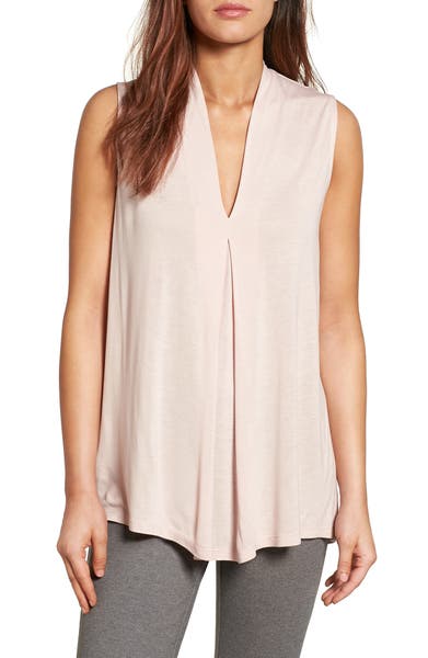 Main Image - Halogen® Pleat Front V-Neck Top (Regular & Petite)