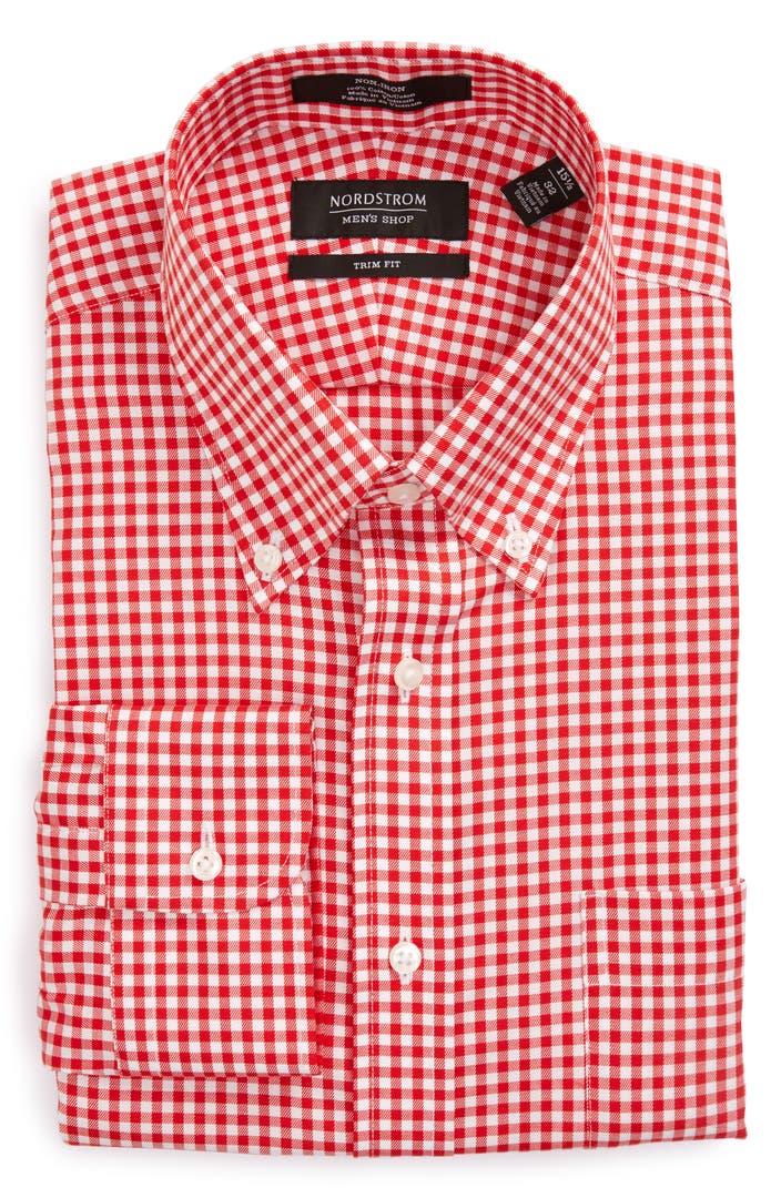 Nordstrom Men's Shop Trim Fit Non-Iron Gingham Dress Shirt | Nordstrom