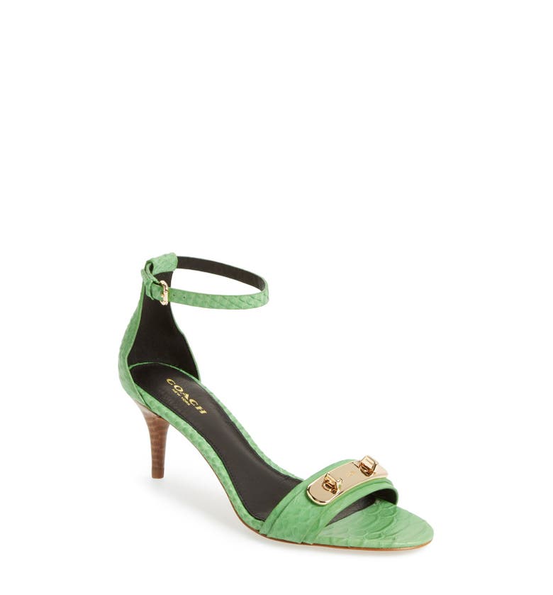 COACH 'Marcella' Snake Embossed Leather Ankle Strap Sandal (Women ...