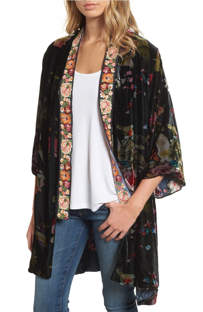 Johnny Was Kehlani Embroidered Velvet Kimono | Nordstrom