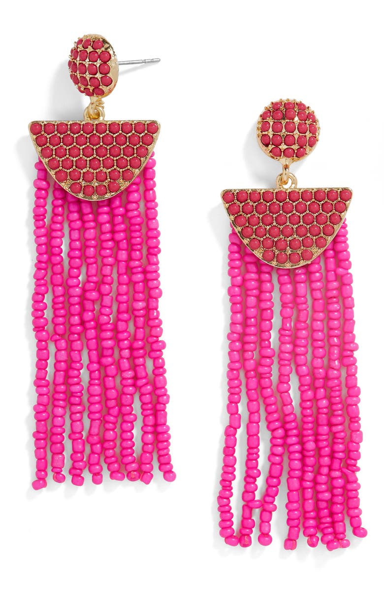 Tarot Beaded Deco Drop Earrings,
                        Main,
                        color, Hot Pink