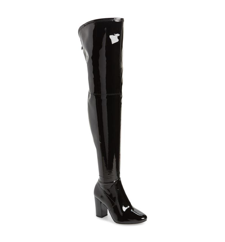Angelica Over the Knee Boot,                         Main,                         color, Black Faux Patent