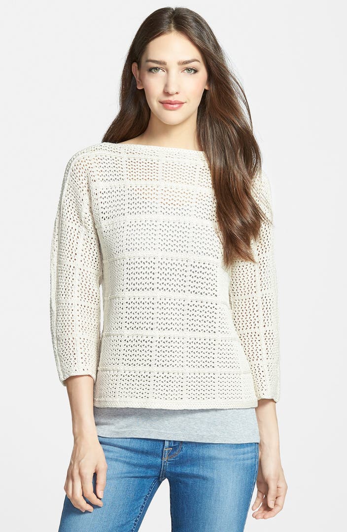 Classiques Entier® Crochet Cotton Sweater | Nordstrom