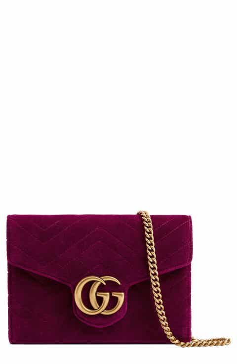Gucci GG Marmont 2.0 Matelassé Velvet Wallet on a Chain
