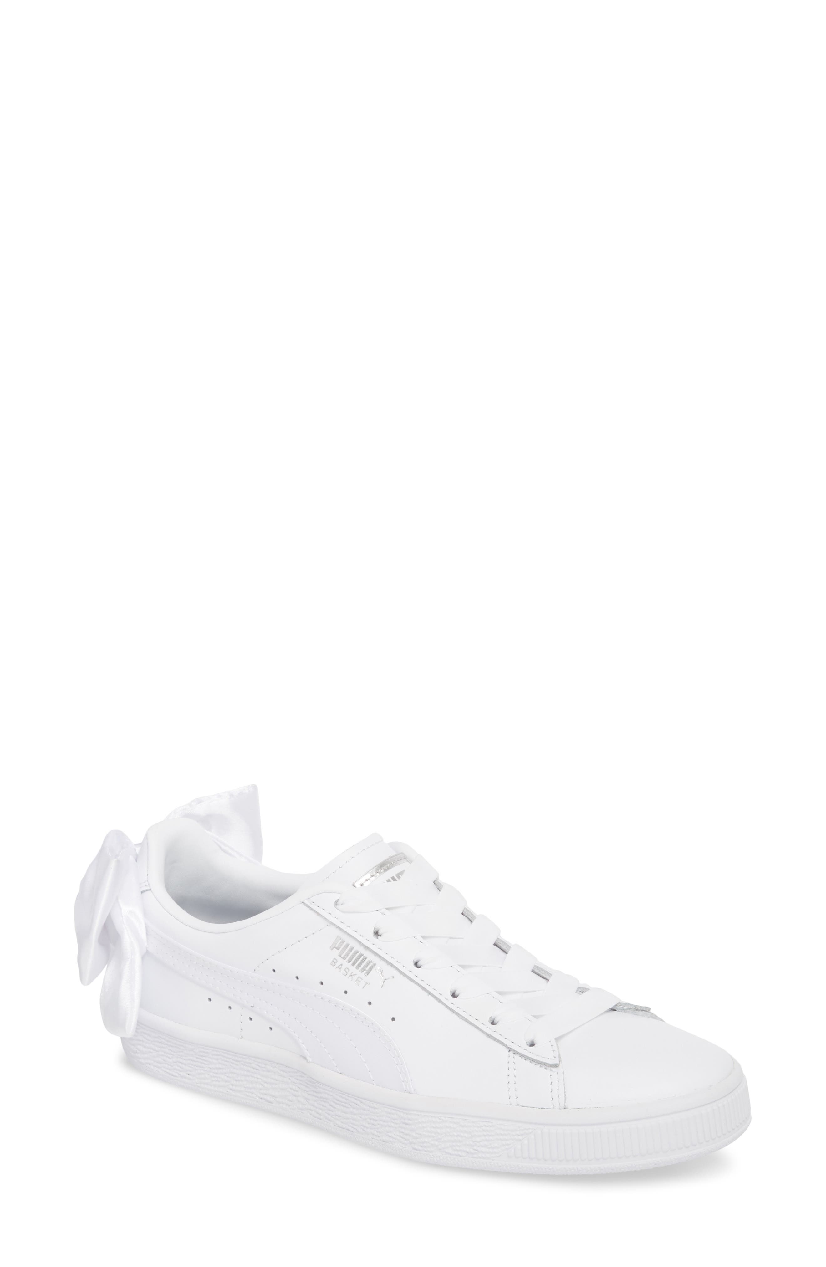Puma Basket Bow Sneaker In White/ White 