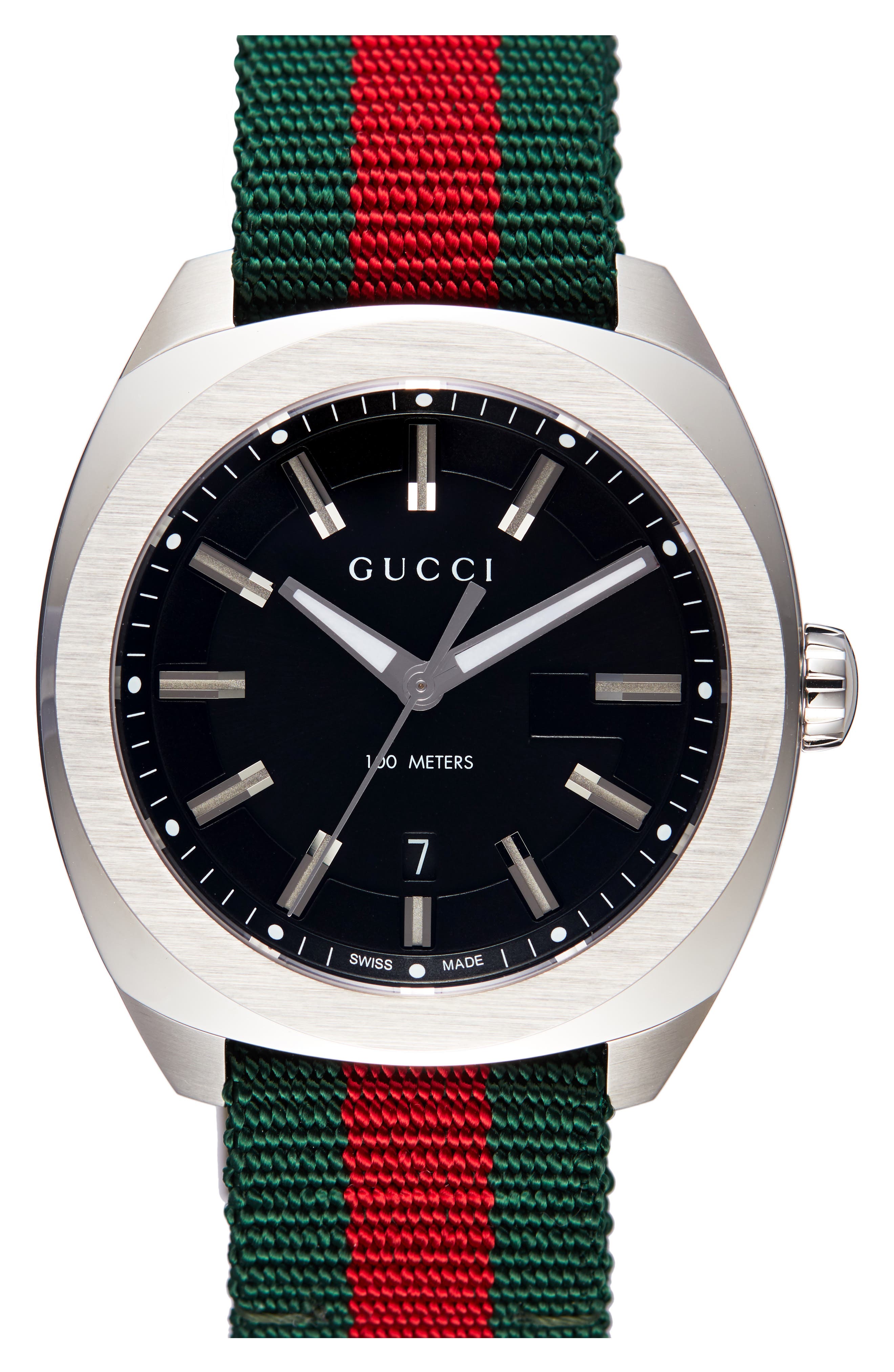 Gucci Stripe Fabric Strap Watch, 40mm 