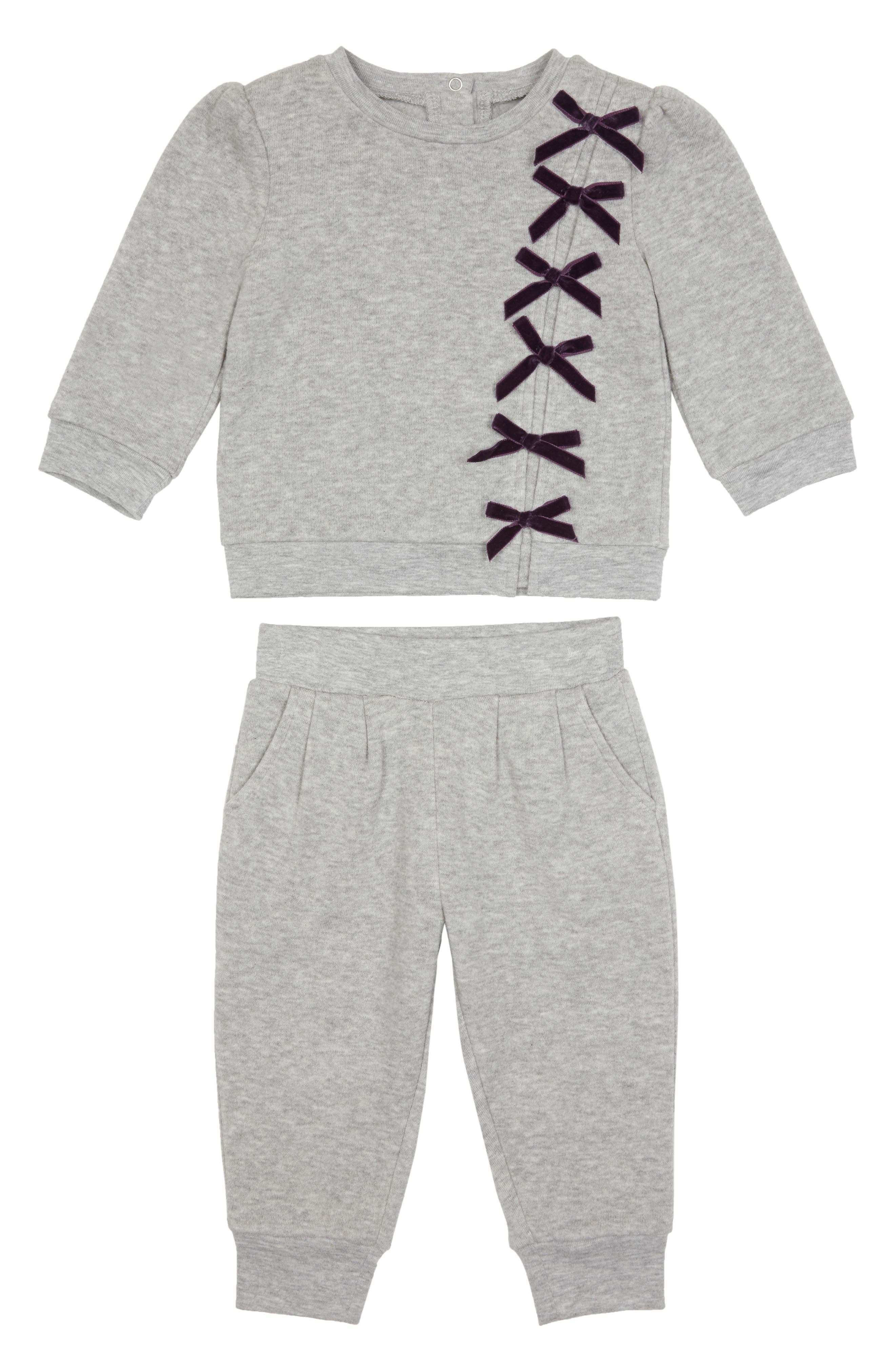 grey and pink polo sweatsuit