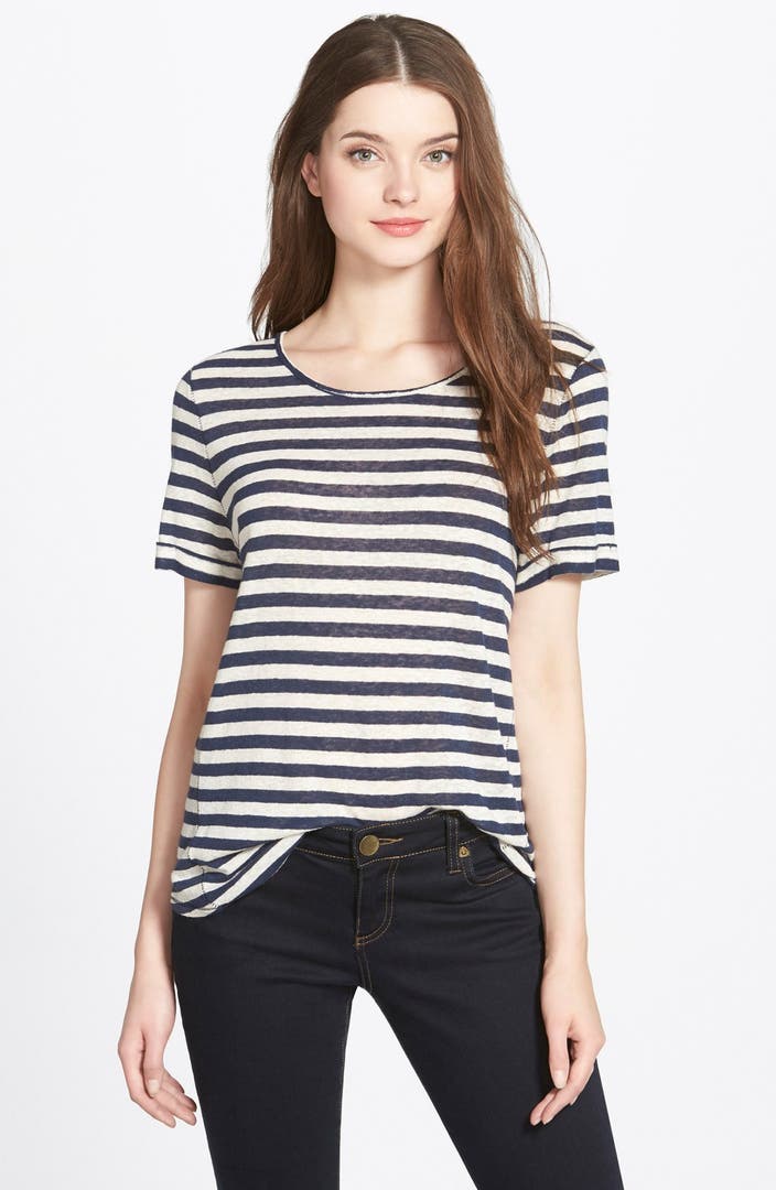 Lucky Brand Button Back Stripe Tee | Nordstrom