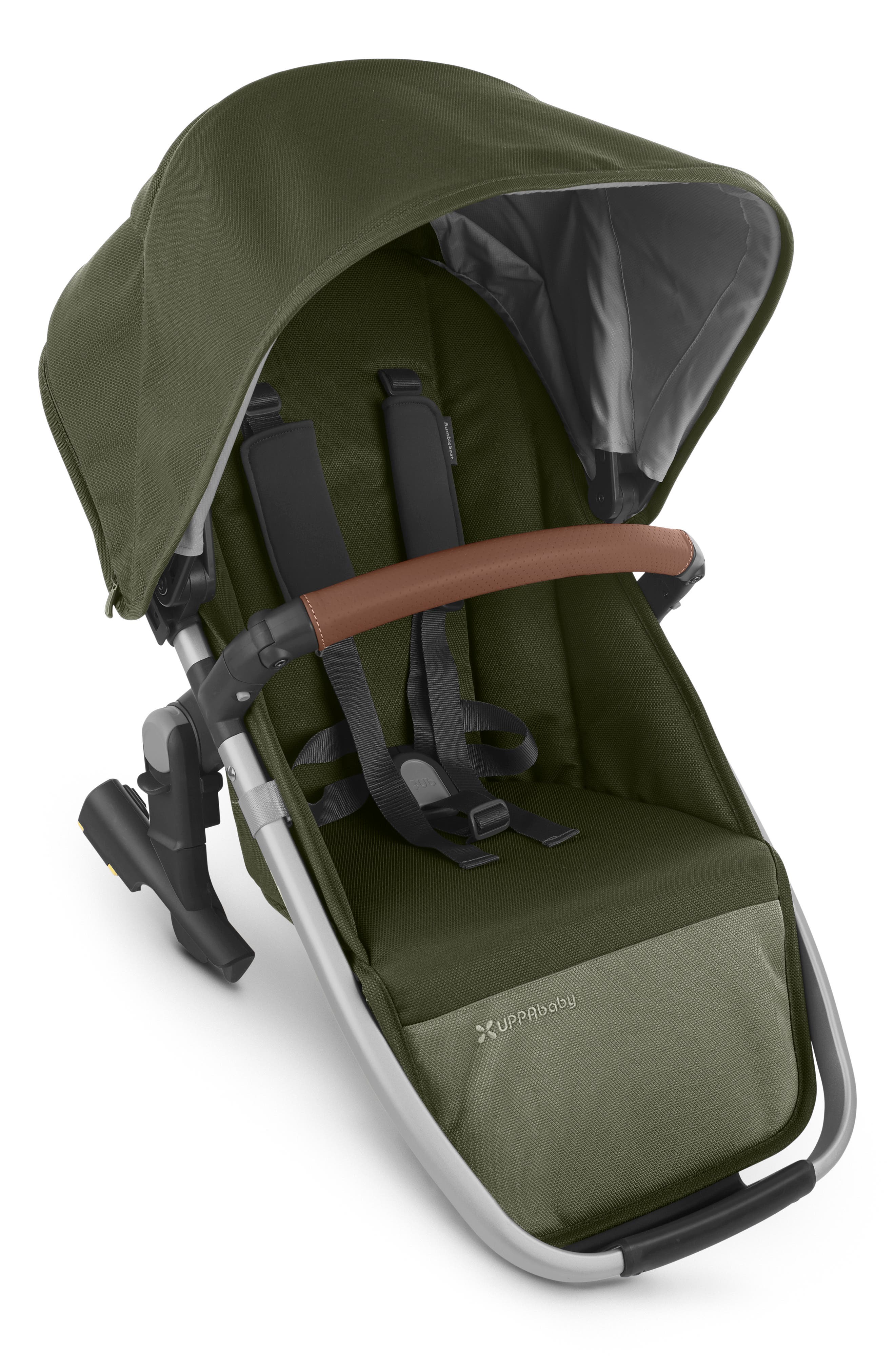 olive green car seat and stroller