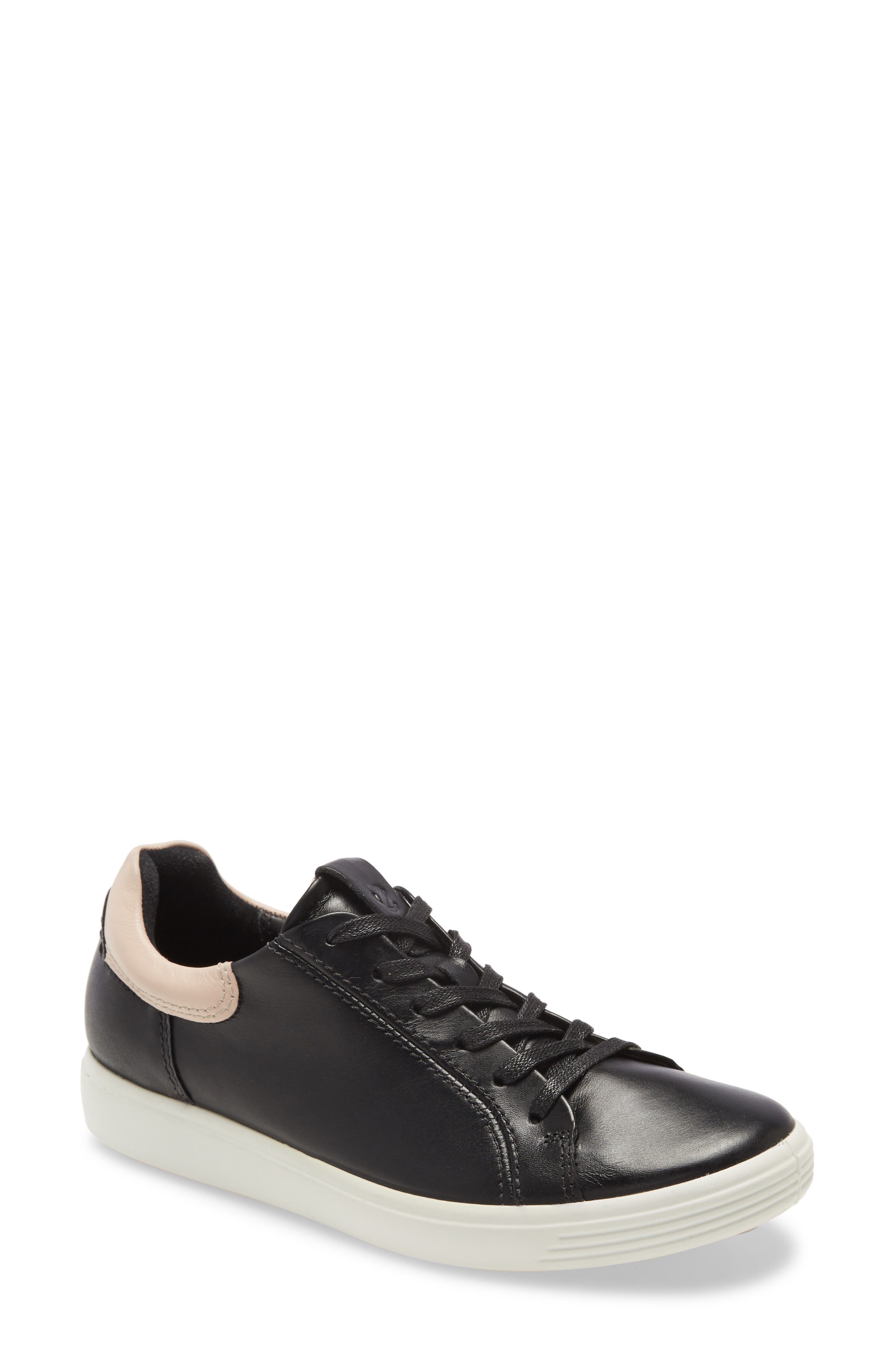 ecco black leather sneakers womens