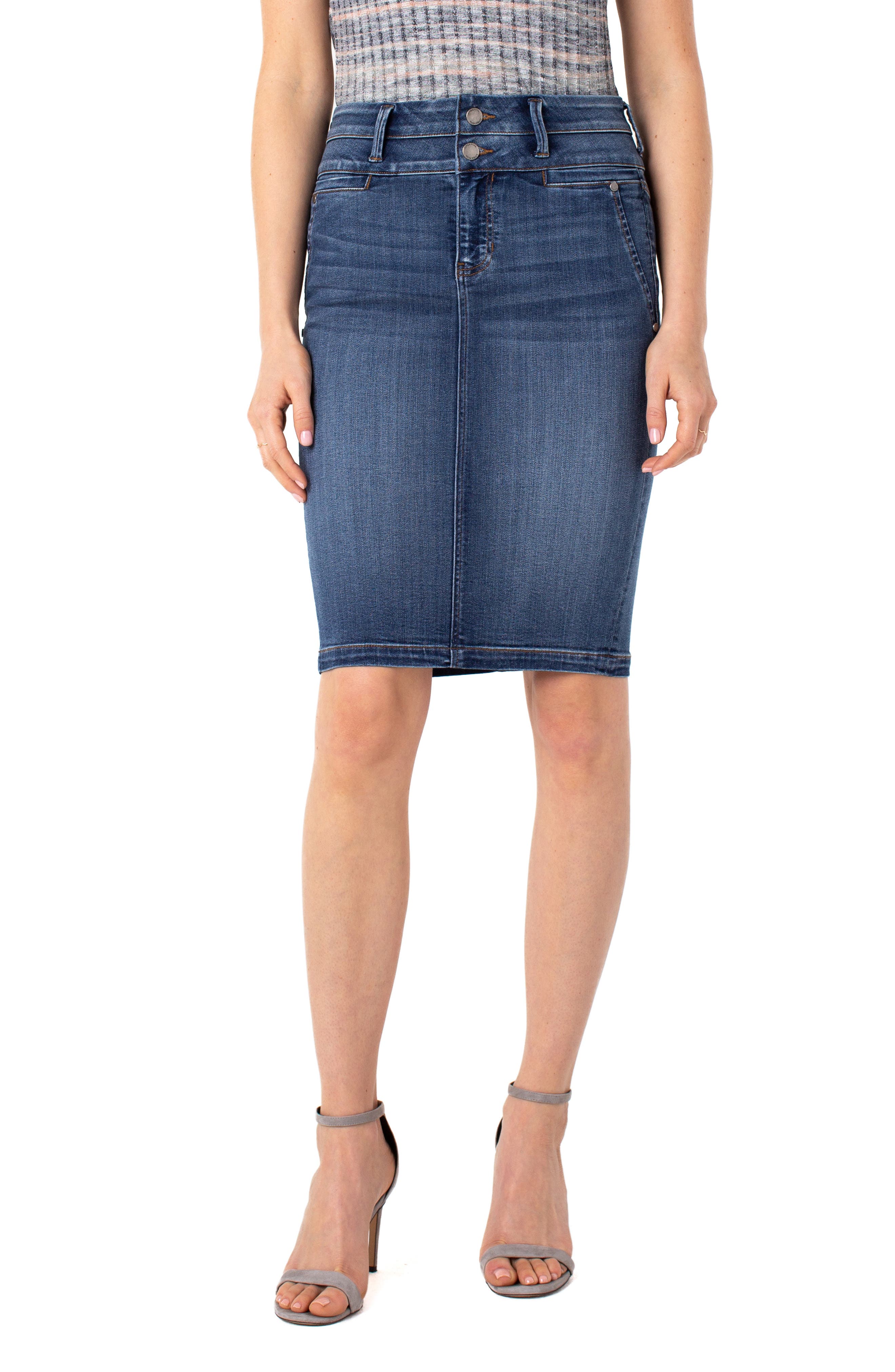 medium length jean skirts