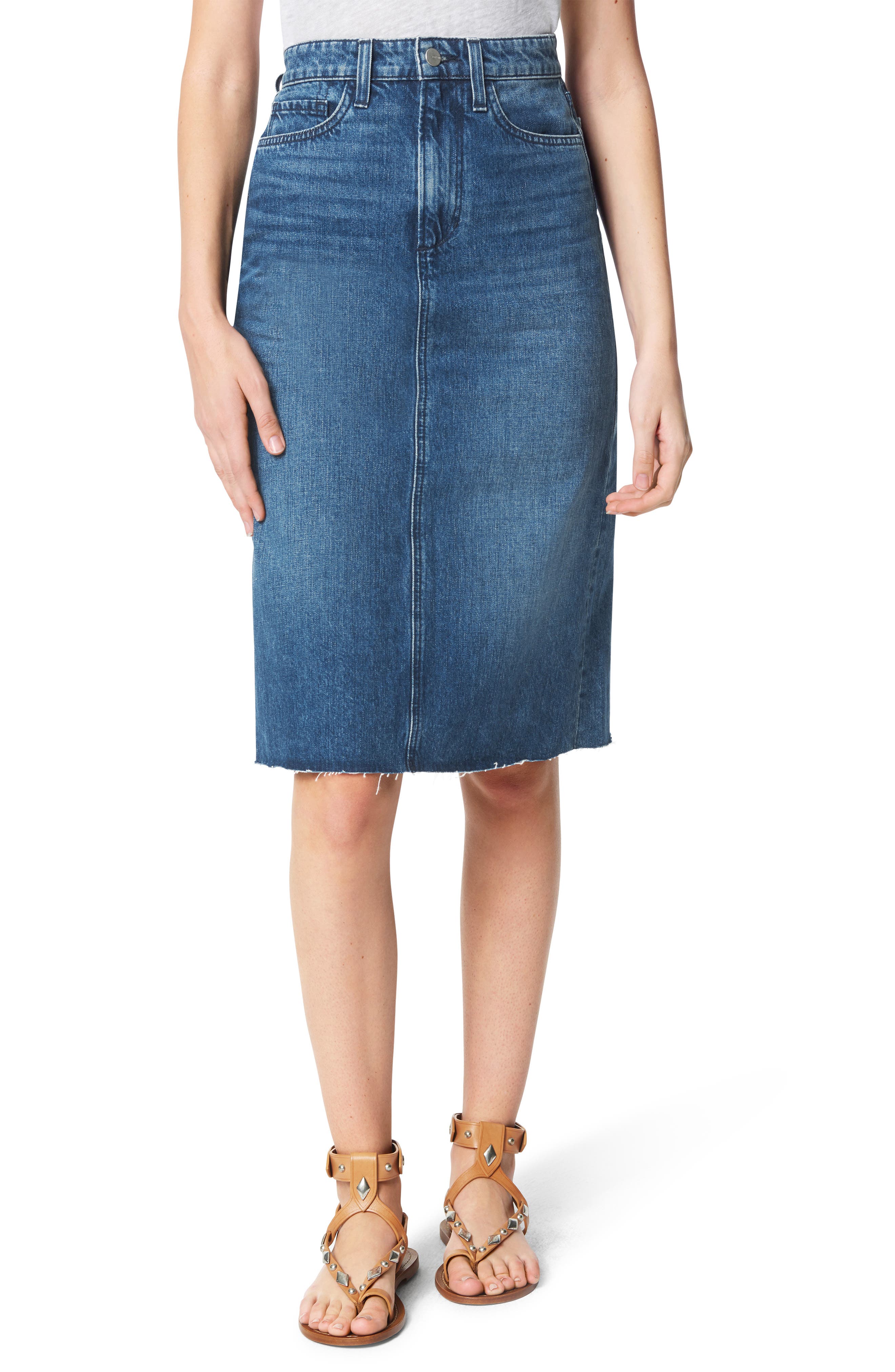 mid length jean skirt