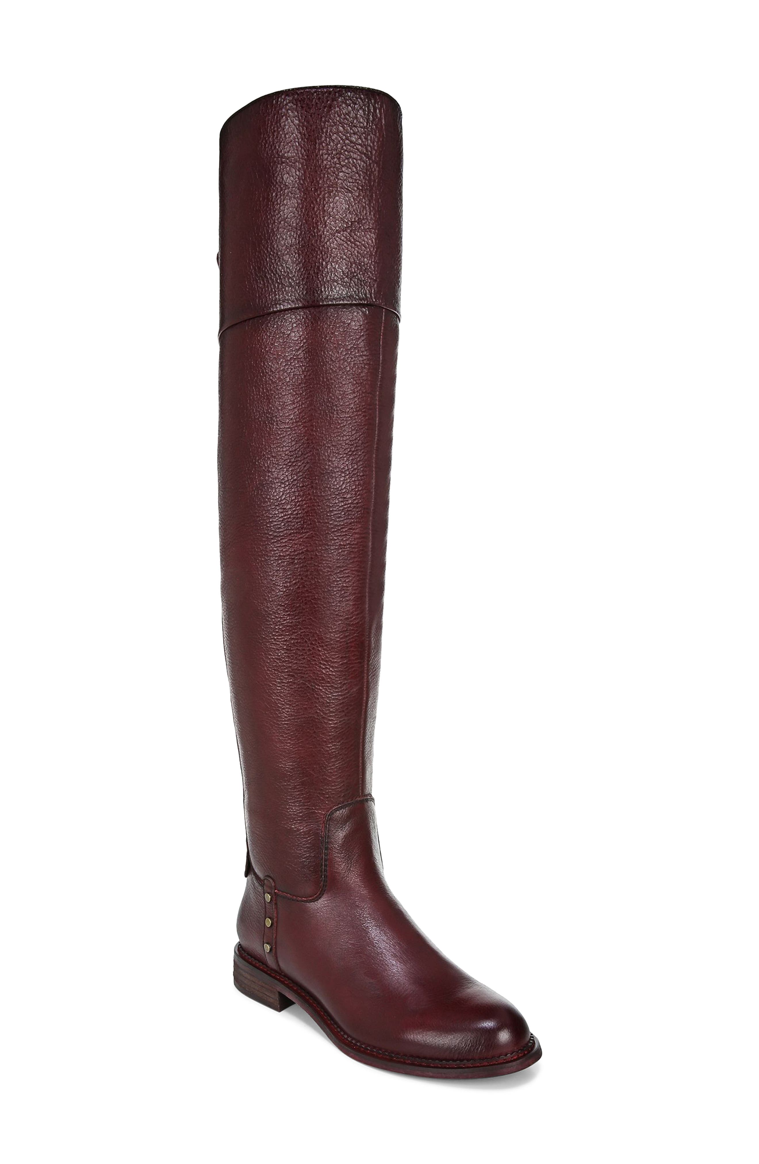 red wide calf over the knee boots